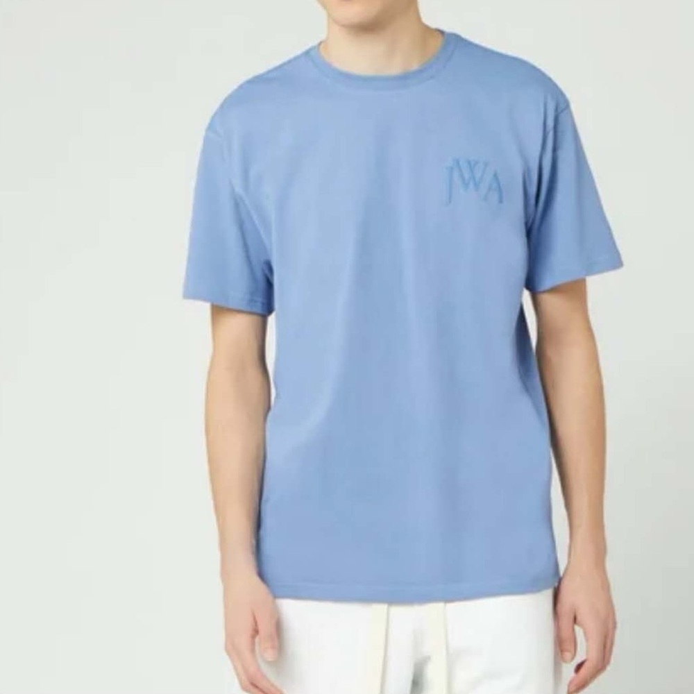 JW Anderson Men's Logo Embroidery T-Shirt Denim Blue New Tee Unisex GWP Size: S